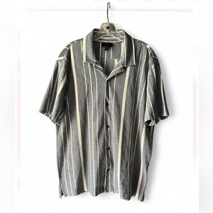 Magaschoni Man 100% Cotton Striped Camp Collar Resort Shirt - Size M